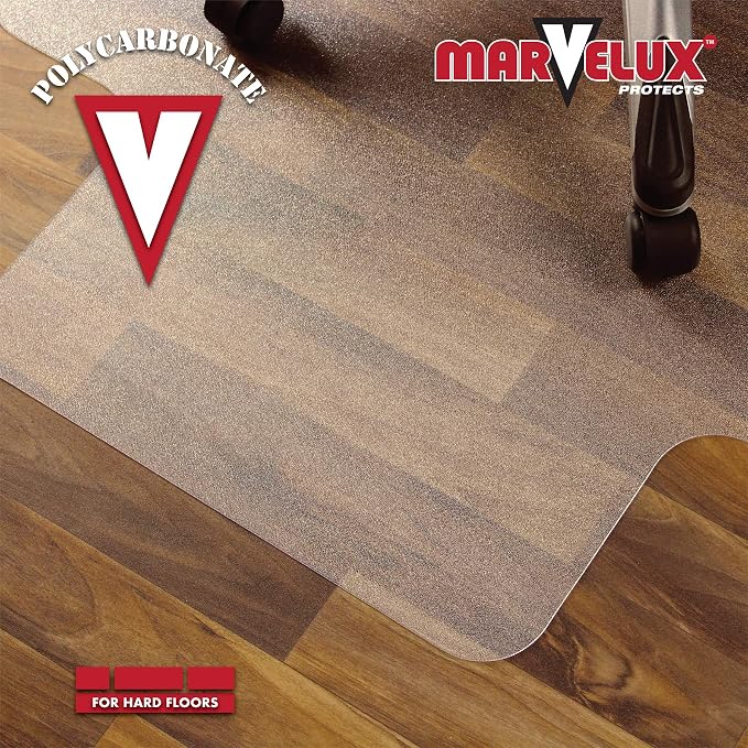 Marvelux Heavy Duty Polycarbonate Office Chair Mat for Hardwood Floors 36" x 48" | Transparent Hard Floor Protector with Lip | Pack of 2