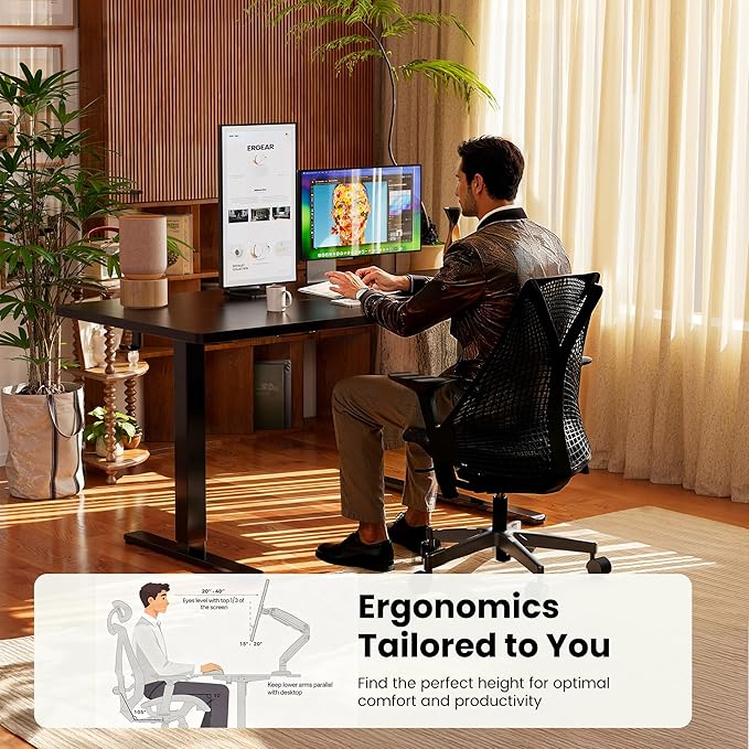 ErGear Height Adjustable Electric Standing Desk, 71 x 30 Inches Sit Stand up Desk, Memory Computer Home Office Desk, Dark Walnut