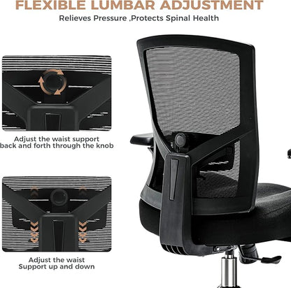 600lbs Big and Tall Office Chair with Wider W-Shaped Thick Seat Cushion, Ergonomic Computer Mesh Desk Chairs for Heavy People, Computer Chair, with Adjustable Lumbar Support, 4D Armrests