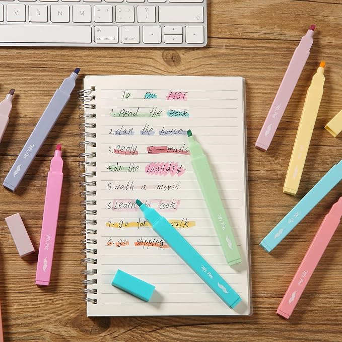 Mr. Pen- Aesthetic Highlighters No Bleed, 10 Pack, Pastel Colors | Chisel Tip, Cute Highlighters Assorted Colors for Journaling, Highlighting, Underlining, Fast Dry, Back to School Supplies