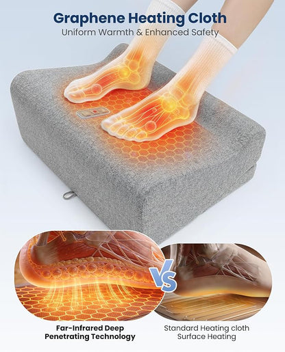 Comfier 2026 Under Desk Foot Rest at Work with Graphene Fast Heat Cloth,Ergonomic Heated Foot Stand,2 Heights & 3 Heat & 3 Vibration,Heel Support for Back Leg Pain Relief,Office Home,Gift Men Women