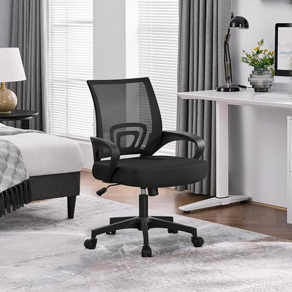 Topeakmart Executive Desk Chair Ergonomic Office Chair Swivel Mesh Back Task Computer Chair with Adjustable Height Armrest for Home Office Conference and Study Room, Black