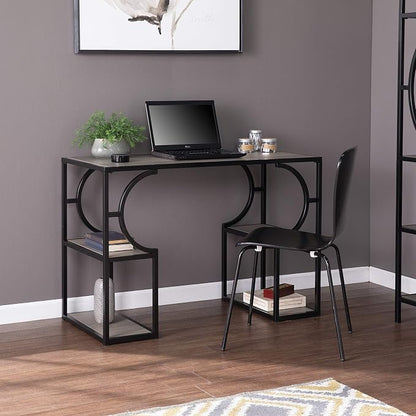 SEI Furniture - Tyberton Writing Desk with Storage - Transitional Design, Natural Iron and Wood - Ideal for Home Office, Bedroom (HO1119037)