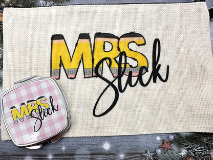 Teacher Mouse Pad and Coaster Desk Must Haves Appreciation Back to School Personalized Gift Classroom Decor Custom Handmade by The Painted Pug (Pencil)