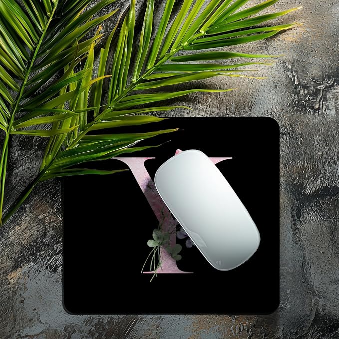 Mouse Pad Pinks Flowers Initial Letters Mousepad Desktop Laptop Computer Accessories Home Office Gaming Work Desk Computer Non-Slip Rubber Monogram Floral Alphabet A-Z mousepad (Y)
