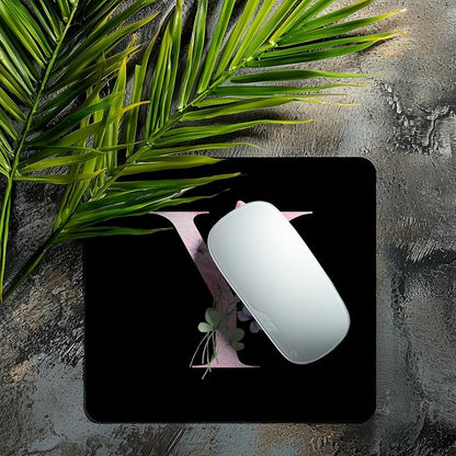Mouse Pad Pinks Flowers Initial Letters Mousepad Desktop Laptop Computer Accessories Home Office Gaming Work Desk Computer Non-Slip Rubber Monogram Floral Alphabet A-Z mousepad (Y)