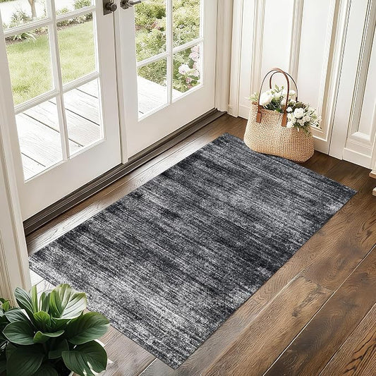 BILEEHOME Black and White Rug for Bathroom Kitchen,Washable Non Slip Abstract Area Rugs for Entrway,2x3