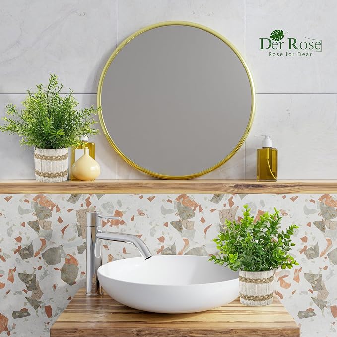 Der Rose 4 Pack Small Fake Plants Indoor Mini Artificial Plants for Home Office Farmhouse Decor Bathroom Bedroom Kitchen Desk Decor