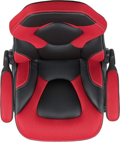 Flash Furniture X10 High-Back LeatherSoft Racing Style Gaming Chair with Flip-Up Arms, Ergonomic Padded Swivel Computer Chair, Red/Black
