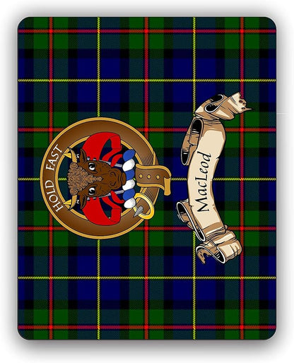 Scottish Clan MacLeod Hunting Tartan Crest Computer Mouse Pad