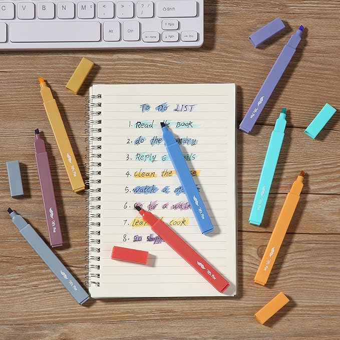 Mr. Pen- Aesthetic Highlighters No Bleed, 8 Pack, Jewel Tones, Chisel Tip | Cute Highlighters Assorted Colors for Journaling, Highlighting, Underlining, Fast Dry, Back to School Supplies