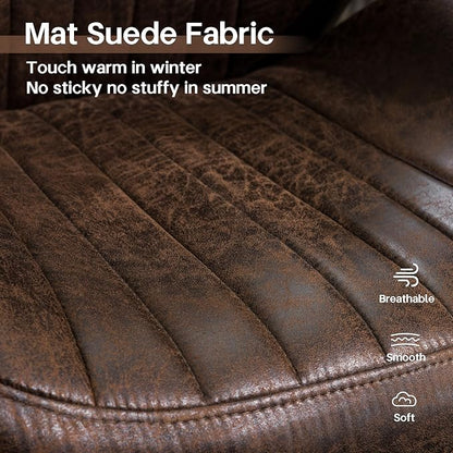 HOOOWOOO Faux Suede Leather Home Office Desk Chair,MCM Modern Ergonomic Task Work Chair,Computer Gaming Chair with Cushion Seat Lumbar Support Reclining High Back for Long Hours(Chocolate Brown)