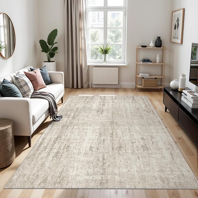 Valenrug Washable Rug 3x5 - Stain Resistant 3x5 Area Rugs for Living Room, Non Slip Backing Printed Rugs for Bedroom, Folable Area Rug(Beige,3'x5')