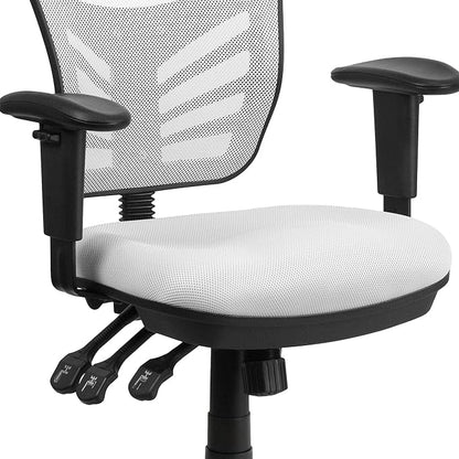 Flash Furniture Nicholas Mid-Back Swivel Office and Gaming Chair, Ergonomic Mesh Office Chair with Adjustable Lumbar Support and Height, White