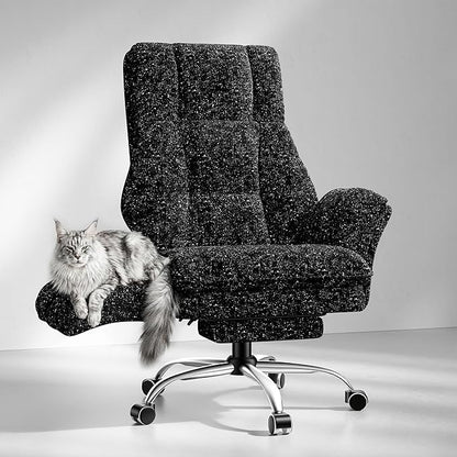 HOMRELEXA Big and Tall Office Chair, Flip Armrests for Pets & Cross Legged Sitting, Executive Ergonomic Computer Gaming Chair with Foot Rest, Gliter Fabric Wide Seat Reclining Desk Chair