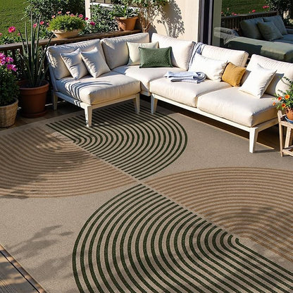 Lahome Modern Rainbow Easy Jute Rug, 6x9 Rug for Living Room Washable Indoor Outdoor Patio Rug, Farmhouse Rug for Bedroom Non Slip Contemporary Carpet for Backyard Deck Office Decor