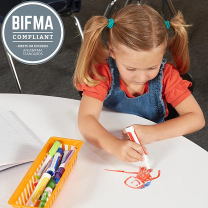 FDP Dry-Erase Rectangle Activity School and Office Table (24 x 48 inch), Standard Legs with Swivel Glides, Adjustable Height 19-30 inches; Quick Ship Single Box - Whiteboard Top and Black Edge
