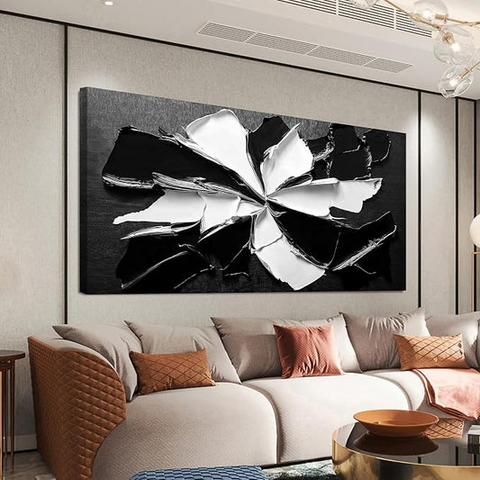 Abstract Wall Art Decor Modern Large Wall Art for Living Room Abstract Canvas Art Wall Decor Oversized Black and White Wall Art Prints Flowers Artwork for Walls Office Home Decorations 35" X 70"