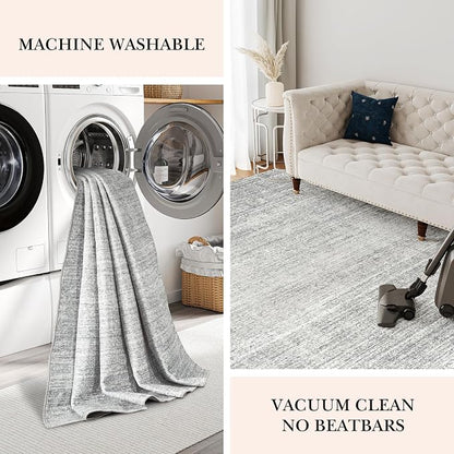Valenrug Door Mat 2x3 - Stain Resistant 2x3 Entryway Area Rugs for Living Room, Non Slip Backing Large Area Rugs for Bedroom, Folable Machine Washable Area Rug (2'x3', Grey)