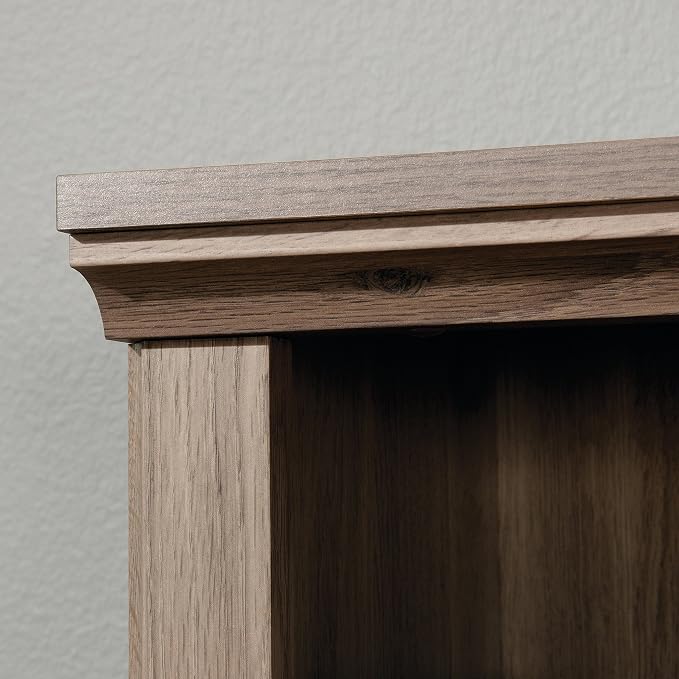 Sauder 5 Tier Book Shelf Wooden Bookcase Multipurpose Bookshelf for Home Office, Living Room, in Salt Oak finish