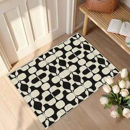 Latte&Fog 2x3 Entryway Rug, Small Modern Abstract Door Mat Samll Rug, Washable Kitchen Rug, Boho Non Slip Low Pile Carpet for Indoor Kitchen, Entry, Front Door and Bathroom - Beige