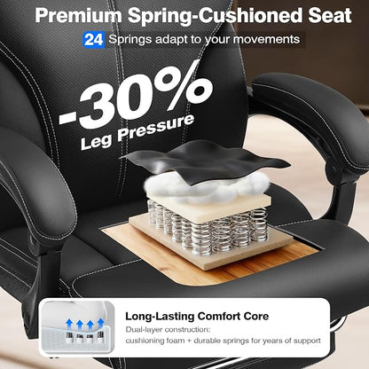AreShark Ergonomic Office Chair with Footrest - High Back Executive Leather Desk Chair, Breathable Reclining Computer Chair with Lumbar Support, Heavy Duty Swivel Task Chair for Home Office & Gaming