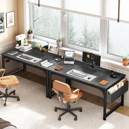 DurayLoly 47 x 24 inch Desk, 24mm Thick Heavy Duty Gaming Desk with RGB LED & Power Outlets, Detachable Stand, Hooks & Storage Bag, 110LBS Capacity, Home Office Computer Desk, Black