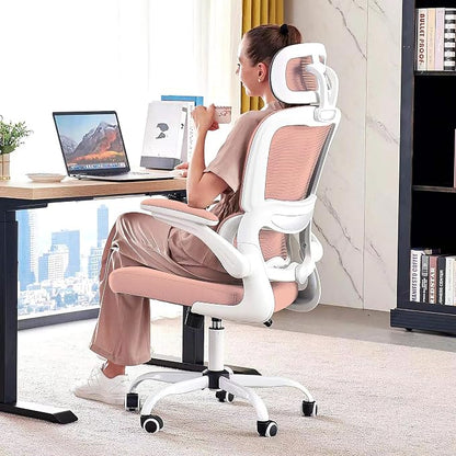 TRALT Office Chair Ergonomic Desk Chair, 330 LBS Home Mesh Office Desk Chairs with Wheels, Comfortable Gaming Chairs (Pink)