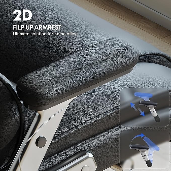 FLEXISPOT 600lbs Big and Tall Office Chair for Heavy People, High Back Heavy Duty Computer Chair with Lumbar Support 2D Armrest, Desk Chairs for Working Gaming Relaxing Cross Legged, PU Leather, Black