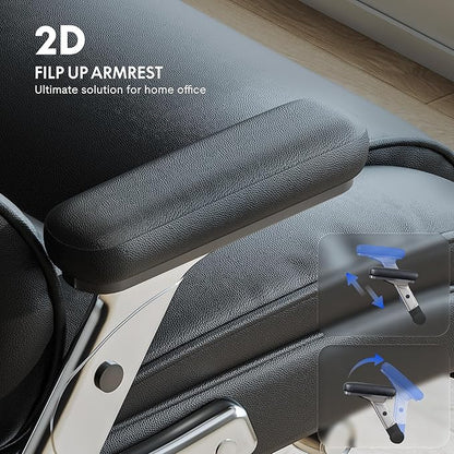 FLEXISPOT 600lbs Big and Tall Office Chair for Heavy People, High Back Heavy Duty Computer Chair with Lumbar Support 2D Armrest, Desk Chairs for Working Gaming Relaxing Cross Legged, PU Leather, Black
