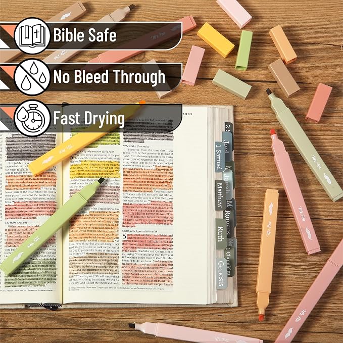 Mr. Pen- Aesthetic Bible Highlighters No Bleed Through, 10 Pack | Boho Colors, Cute Highlighter for Journaling Supplies and School Accessories, Bible Highlighters and Pens No Bleed