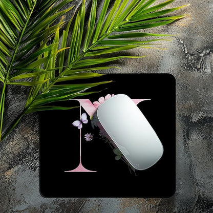 Mouse Pad Pinks Flowers Initial Letters Mousepad Desktop Laptop Computer Accessories Home Office Gaming Work Desk Computer Non-Slip Rubber Monogram Floral Alphabet A-Z mousepad (N)