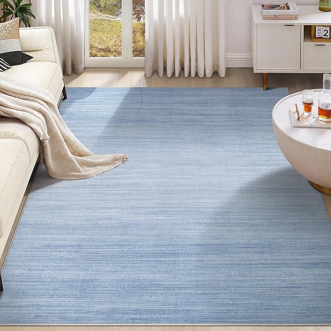 UERMEI 6x9 Washable Area Rug - Neutral Modern Abstract Living Room Rugs, Non-Slip Soft Large Indoor Floor Carpet for Bedroom Home Office & Under Dining Table Decor, Blue