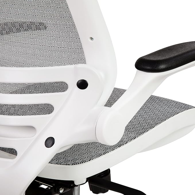 Flash Furniture Waylon Mid-Back Swivel Office Chair with Adjustable Foot Ring and Seat Height, Ergonomic Mesh Chair with Armrests, Gray/White