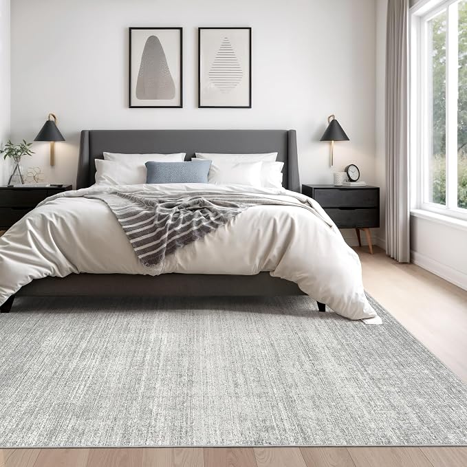 Valenrug Washable Rugs 4x6 - Stain Resistant 4x6 Area Rugs for Living Room, Non Slip Backing Printed Rugs for Bedroom, Folable Machine Washable Area Rug(4'x6', Grey)
