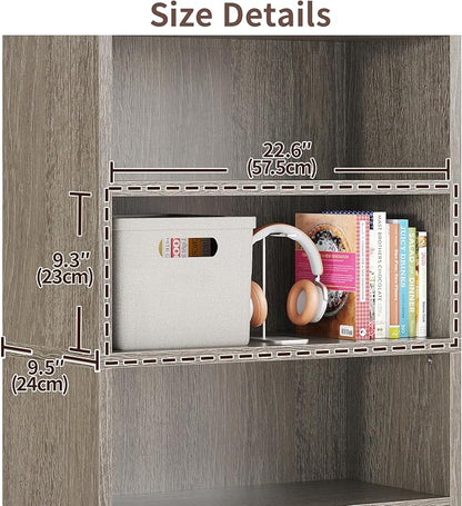 ALISENED 5-Tier Bookcase, Open Bookshelves and Bookcases with Storage Shelves, Floor Standing Unit, Display Storage Shelves for Bedroom Library Living Room Home Office, Gray