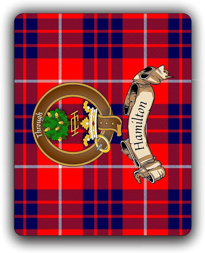 Hamilton Scottish Clan Tartan Crest Computer Mouse Pad