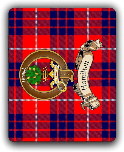 Hamilton Scottish Clan Tartan Crest Computer Mouse Pad