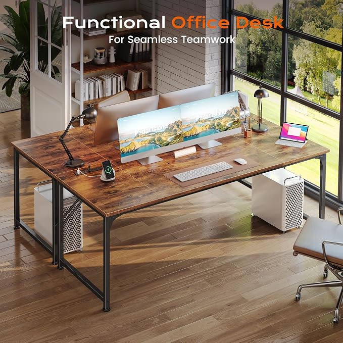 PRAISUN 63 X 30 Inch Computer Desk with Power Outlets & USB-C Port,Larger and Longer Office Desk with Deeper Desktop, Study, Bedroom, Writing Work from Home Table, Metal Frame, Rustic Brown