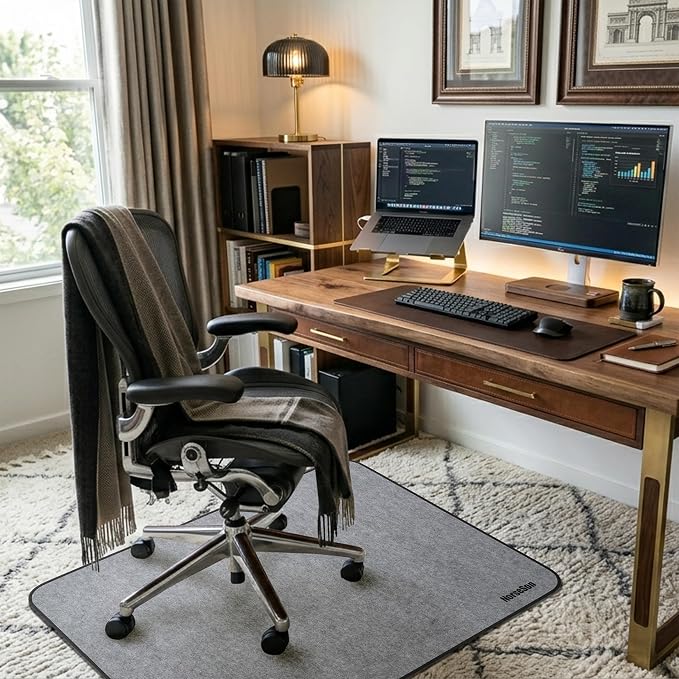 Chair Mat for Carpet | Multi-Surface, Anti-Curl Floor Protector for Office Desk Chair or Rolling Gaming Chair Mat | 48" x 36" Gray — 3X Thicker Than Standard Floor Mats at 0.25"