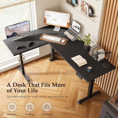 Klicelor L Shaped Standing Desk 63 x 48 Inch, Electric Height Adjustable Corner Desk for Home Office Workstation, Ergonomic Sit to Stand Computer Table with Memory Controller, Black