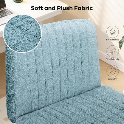 Convertible Base Criss Cross Chair with Pocket Springs & Thicker and Wider Cushions, Cross Legged Office Chair Relieves Back Pain, Swivel Vanity Chair for Living Room/Office, Dark Teal