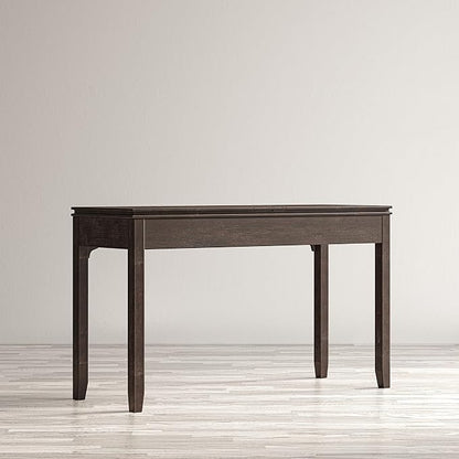 Jofran Mid-Century Modern Acacia Wood Writing Desk with 3 Drawers and USB Charging Port, 48 Inch Computer Desk for Home Office Work, Dark Chevron