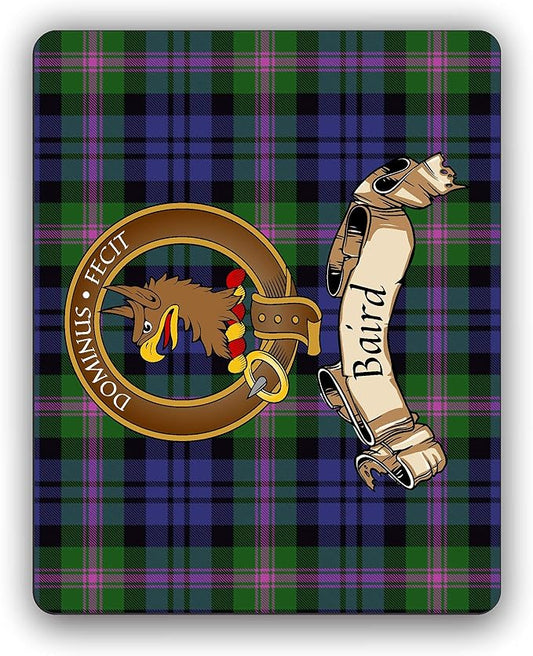 Scottish Clan Baird Tartan Crest Computer Mouse Pad