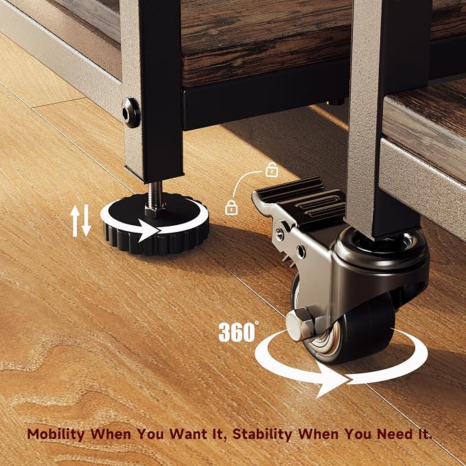Heavy Duty 3D Printer Stand for Bambu Lab A1 Mini & FlashForge 5M | Reduces Printer Vibration, Supports 220 lbs, Adjustable Height, Built-in Power Hub, Mobile Tool Storage