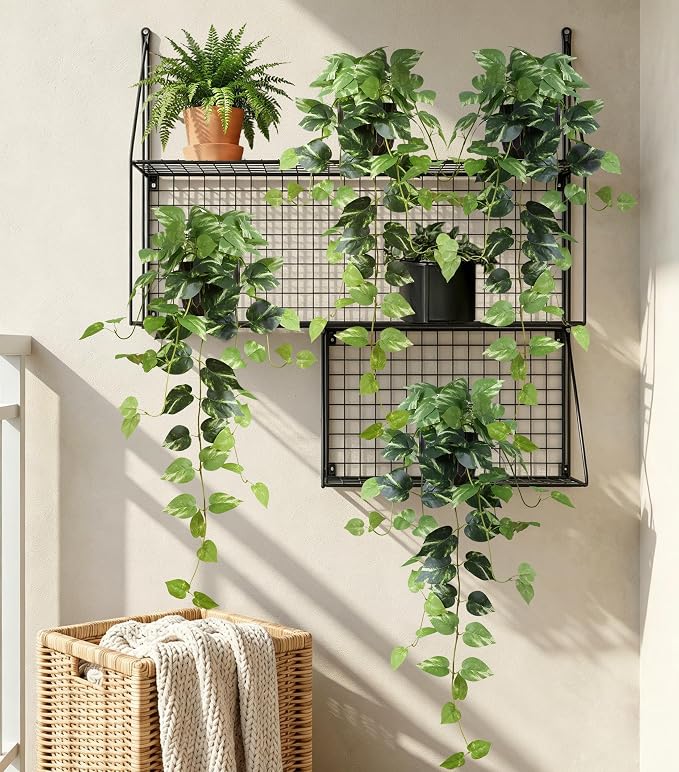 Fake Plants 2 Pcs Faux Pothos Plants Potted Indoor Artificial Hanging Plants Realistic Fake Greenery Table Desk Bathroom Office Bedroom Living Room Shelf Modern Farmhouse Decor Outdoor