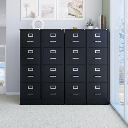Staples Vertical File Cabinet for Letter/Legal Files, 4-Drawer, Letter/Legal Compatible, Black