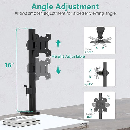 WALI Single Monitor Mount, Monitors Desk Mount, Single Monitor Arm Holds Screen Up to 32inch, 22lbs, Fully Adjustable Mount Designed for Home Office Application(M001S), Black