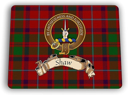 Shaw Scottish Clan Tartan Crest Computer Mouse Pad