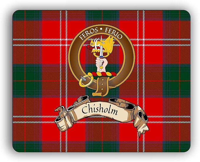 Scottish Clan Chisholm Tartan Crest Computer Mouse Pad